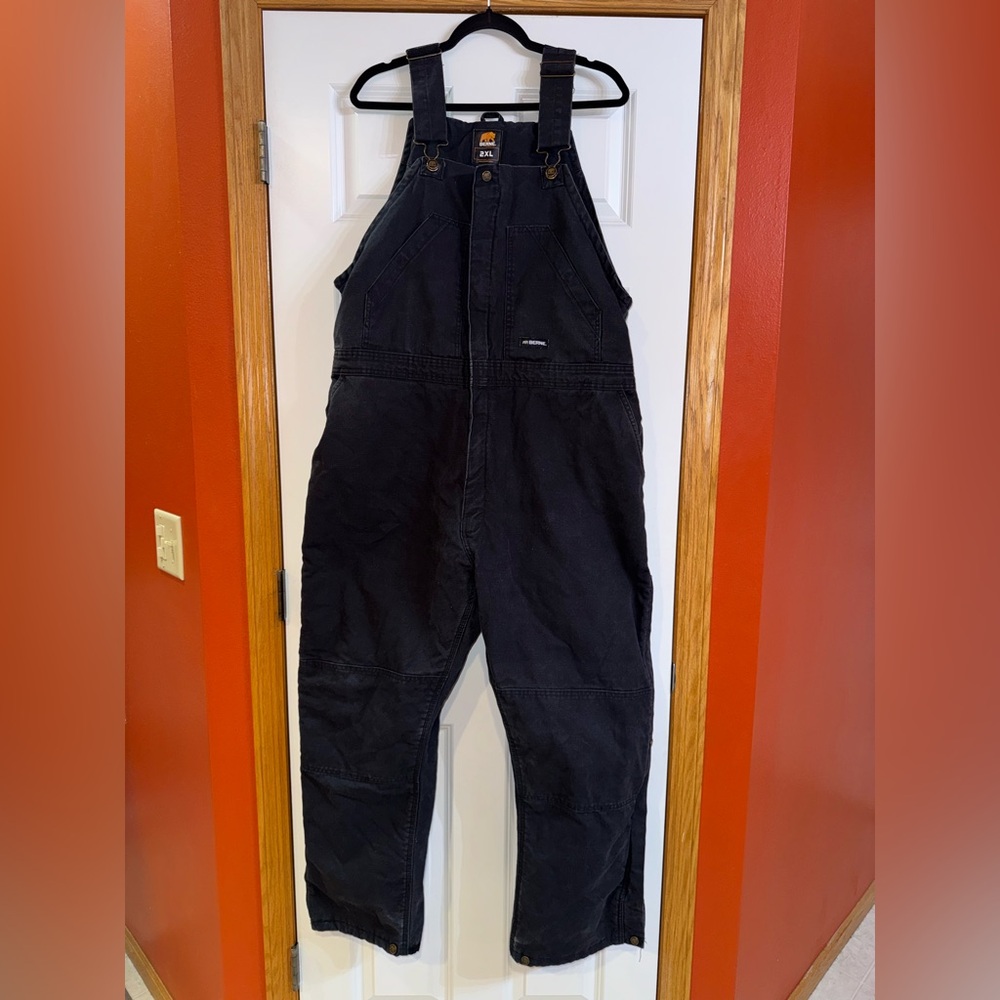 Berne women’s black insulated double knee overalls, size 2xl